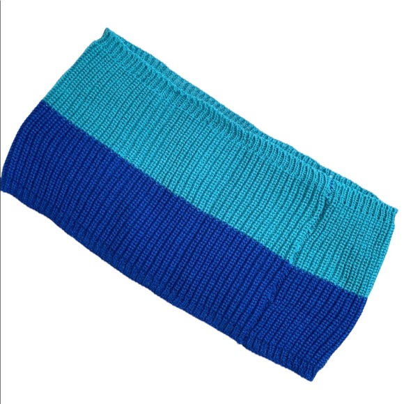 Blue Color Block Knit Sweater Infinity Scarf - Picture 5 of 7